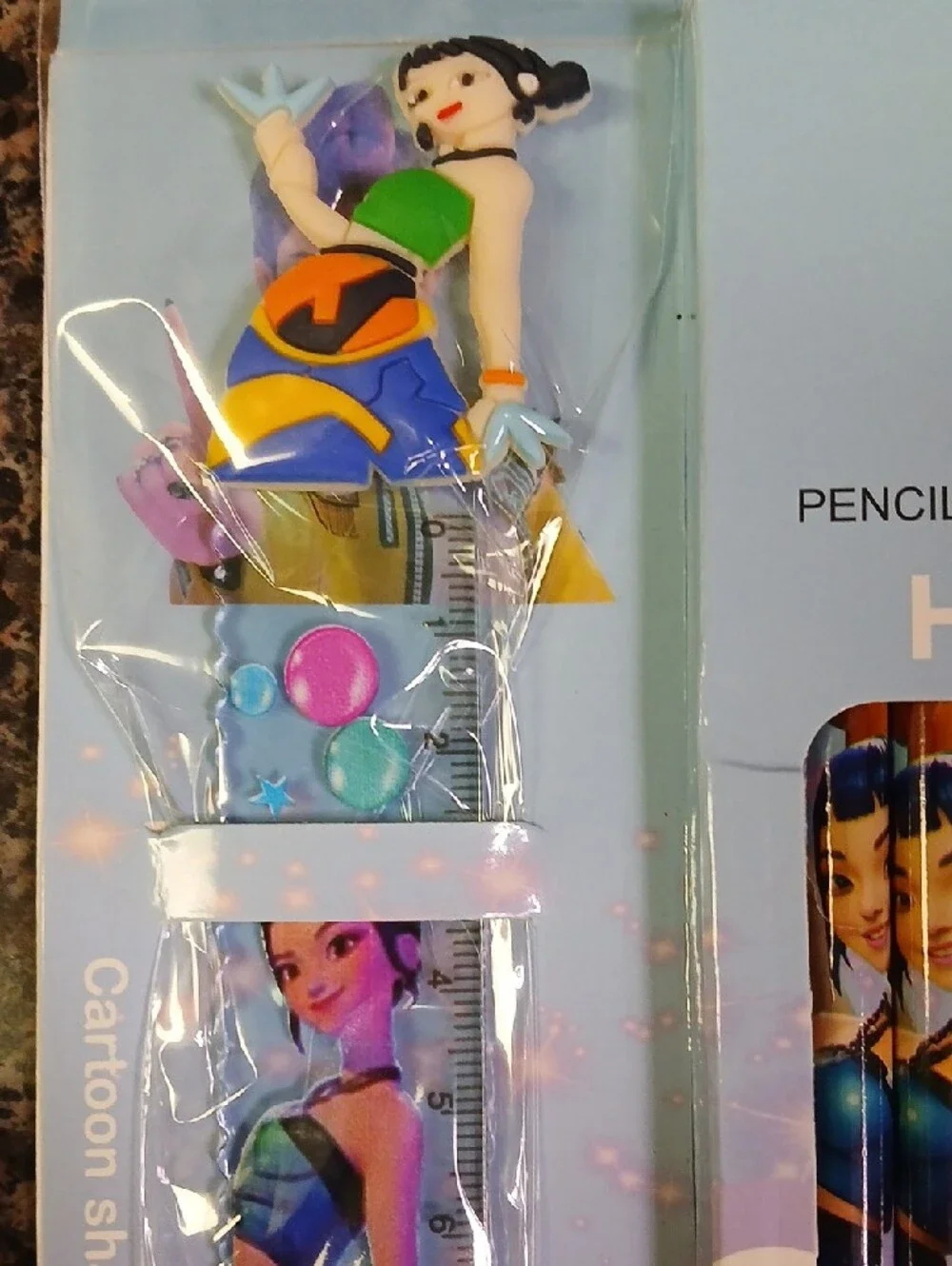 2 Pencil Set with Ruler - Pink or Blue Kpop DEMON HUNTER